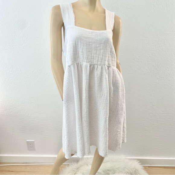 Natural Life-  White Gauze Textured Midi Sundress- L - Picture 6 of 14